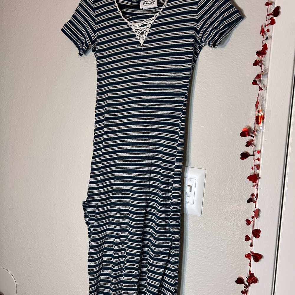 Black and White Striped Women's Dress